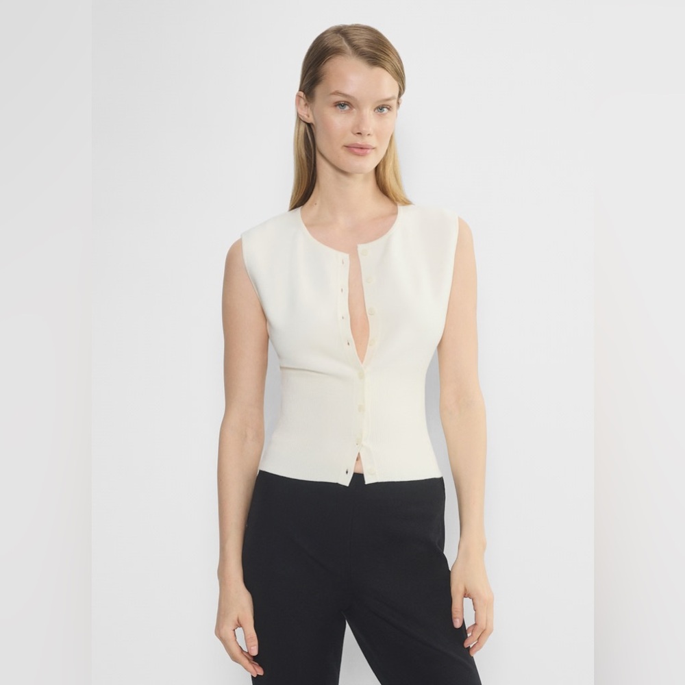 NWT - Aritzia Wilfred Golightly Sleeveless Cardigan - Light Birch - Medium